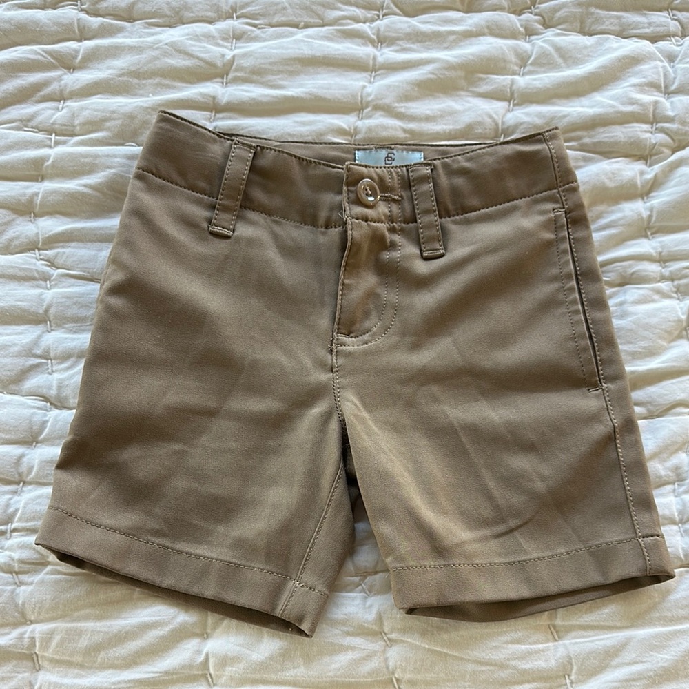 Tan Tailored Mid-Thigh Shorts